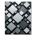 Modern Monochrome Gray Geometric Square Rug