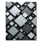 Modern Monochrome Gray Geometric Square Rug