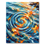 Vibrant Cobalt and Tangerine Swirl Wave Rug