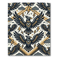 Stormy Gold Geometric Eagle Avian Art Rug