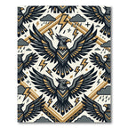 Stormy Gold Geometric Eagle Avian Art Rug