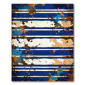 Bold Blue Orange Splattered Stripes Rug