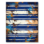 Bold Blue Orange Splattered Stripes Rug