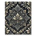 Elegant Charcoal Silver Damask Scroll Rug