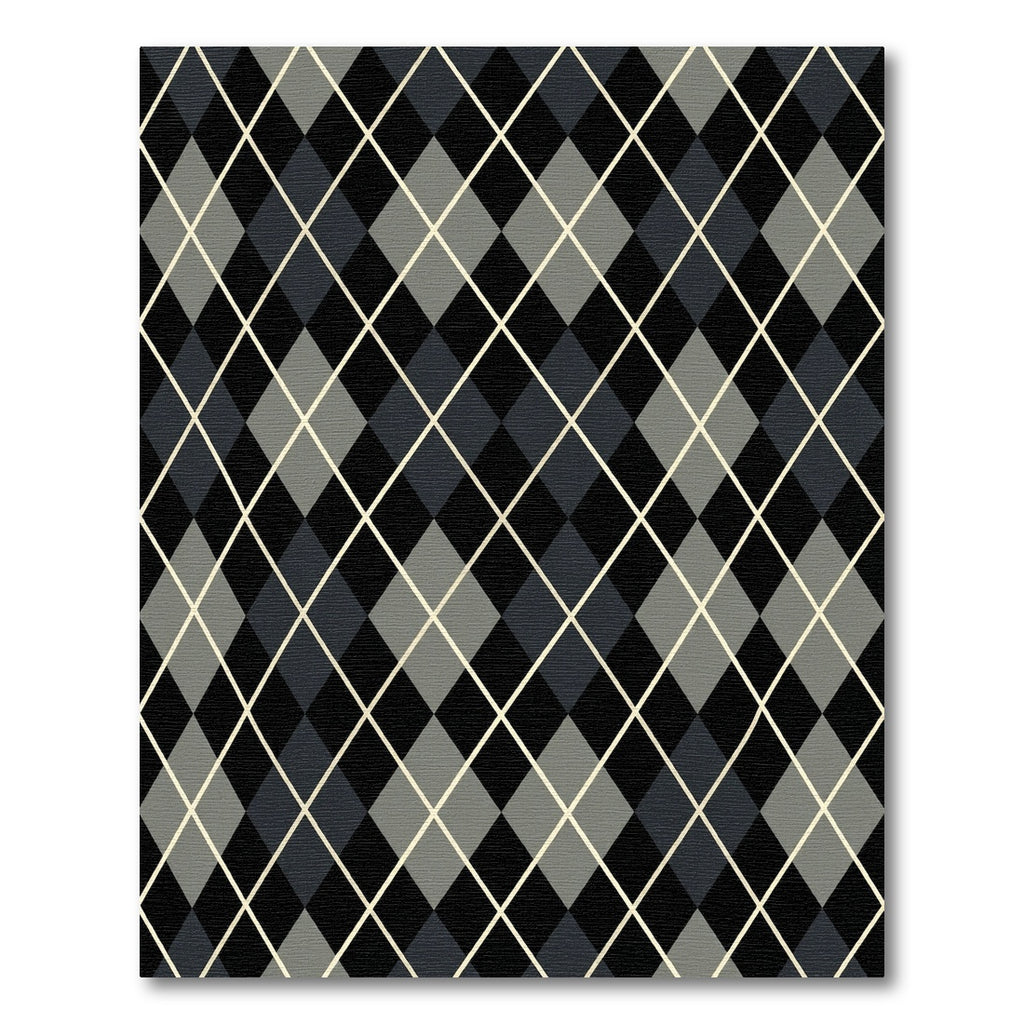 Black Gray Diamond Argyle Rug