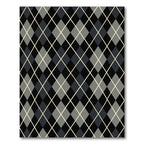 Black Gray Diamond Argyle Rug