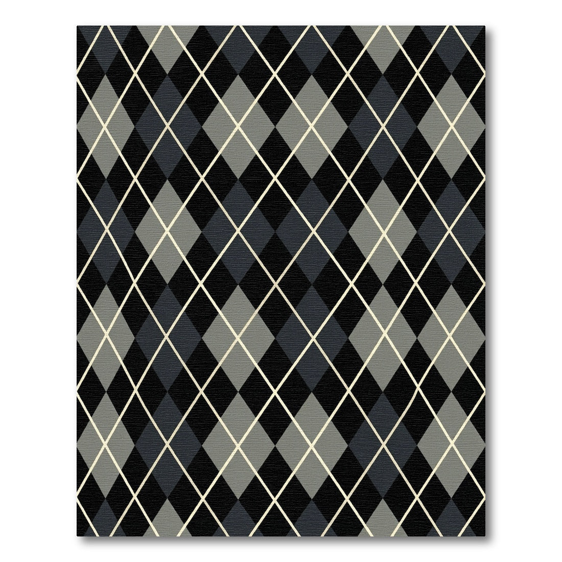 Black Gray Diamond Argyle Rug