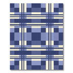 Modern Navy and Cream Plaid Geometric Rug