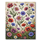 Vintage Wildflower Meadow Botanical Art Rug