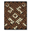 Brown Beige Woven Stripe Medallion Rug