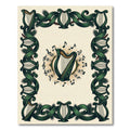 Ornate Emerald Harp Musical Border Rug