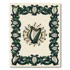 Ornate Emerald Harp Musical Border Rug