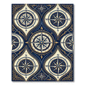 Vintage Navy Gold Nautical Compass Grid Rug
