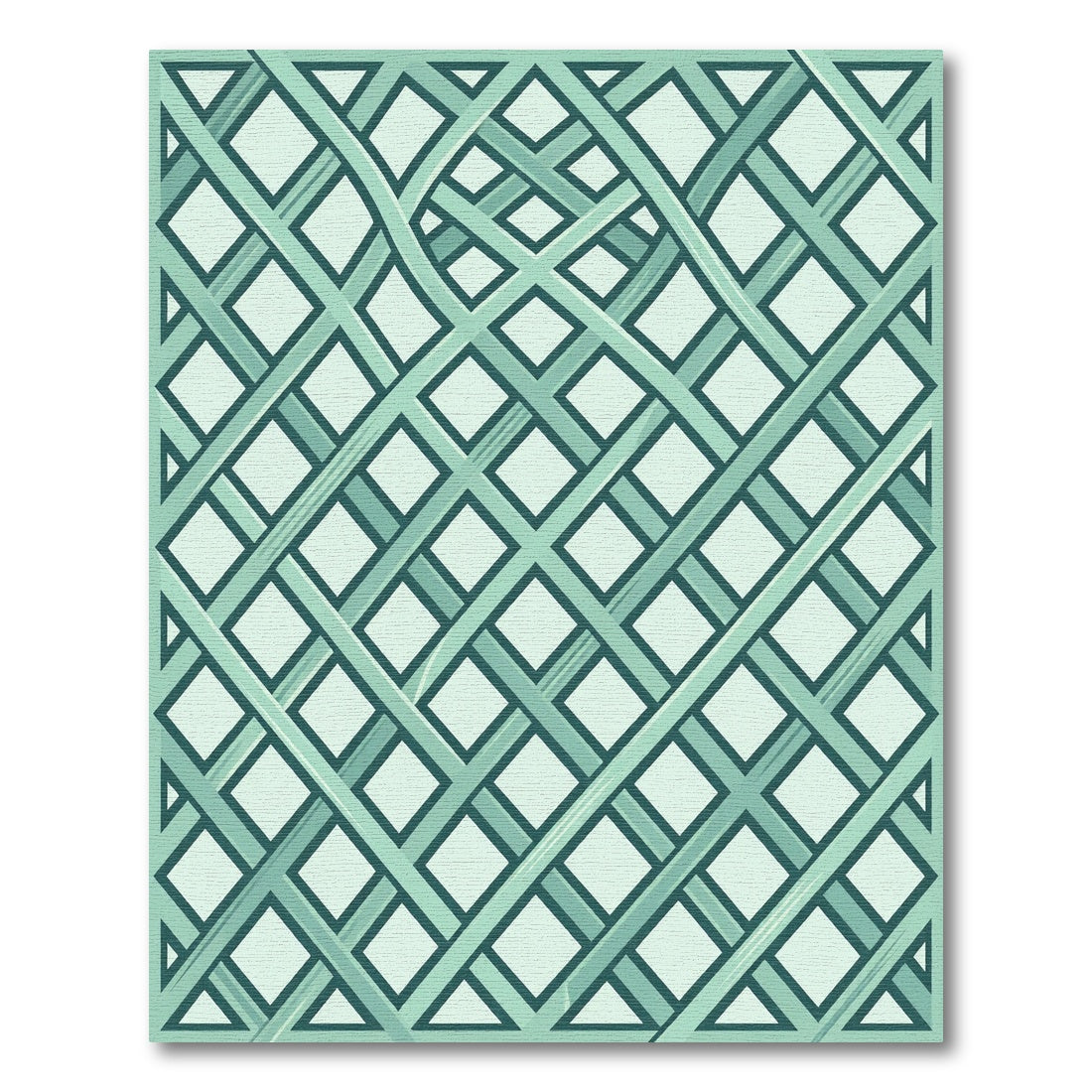 Sage Green Interlocking Lattice Grid Rug