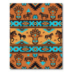 Southwestern Bear Paw Horse Earthy Tapestry Rug