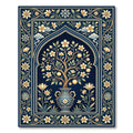Elegant Midnight Blue Floral Urn Area Rug
