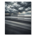 Monochrome Stormy Horizon Abstract Striped Rug