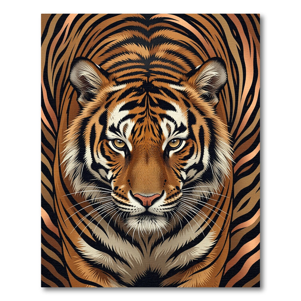 Majestic Tiger Face Orange Black Stripes Rug