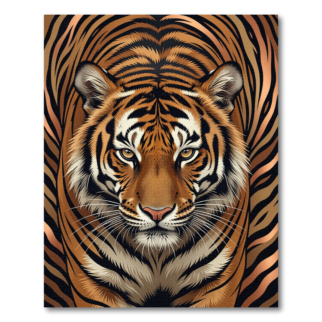 Majestic Tiger Face Orange Black Stripes Rug