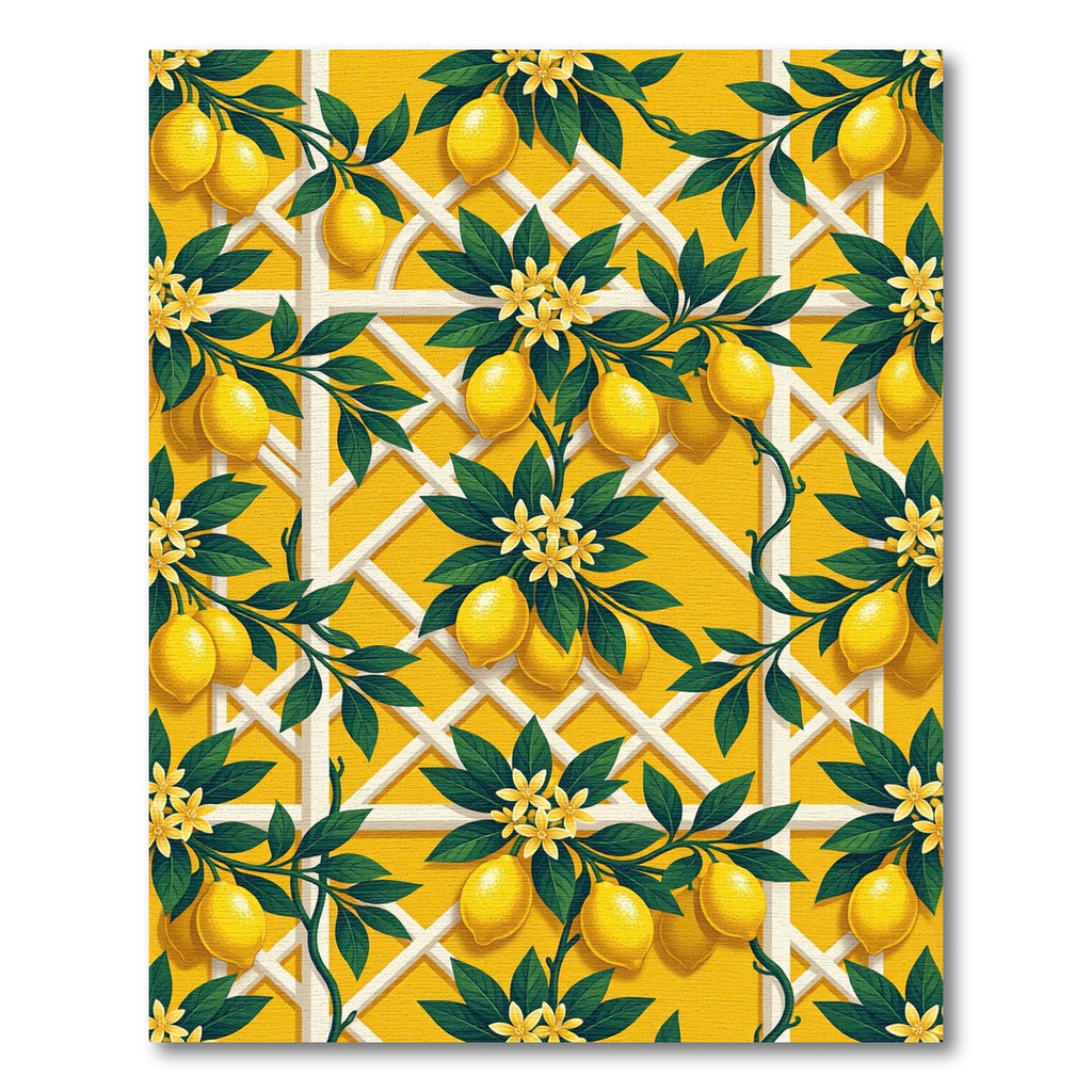 Sunny Lemon Trellis Floral Garden Rug
