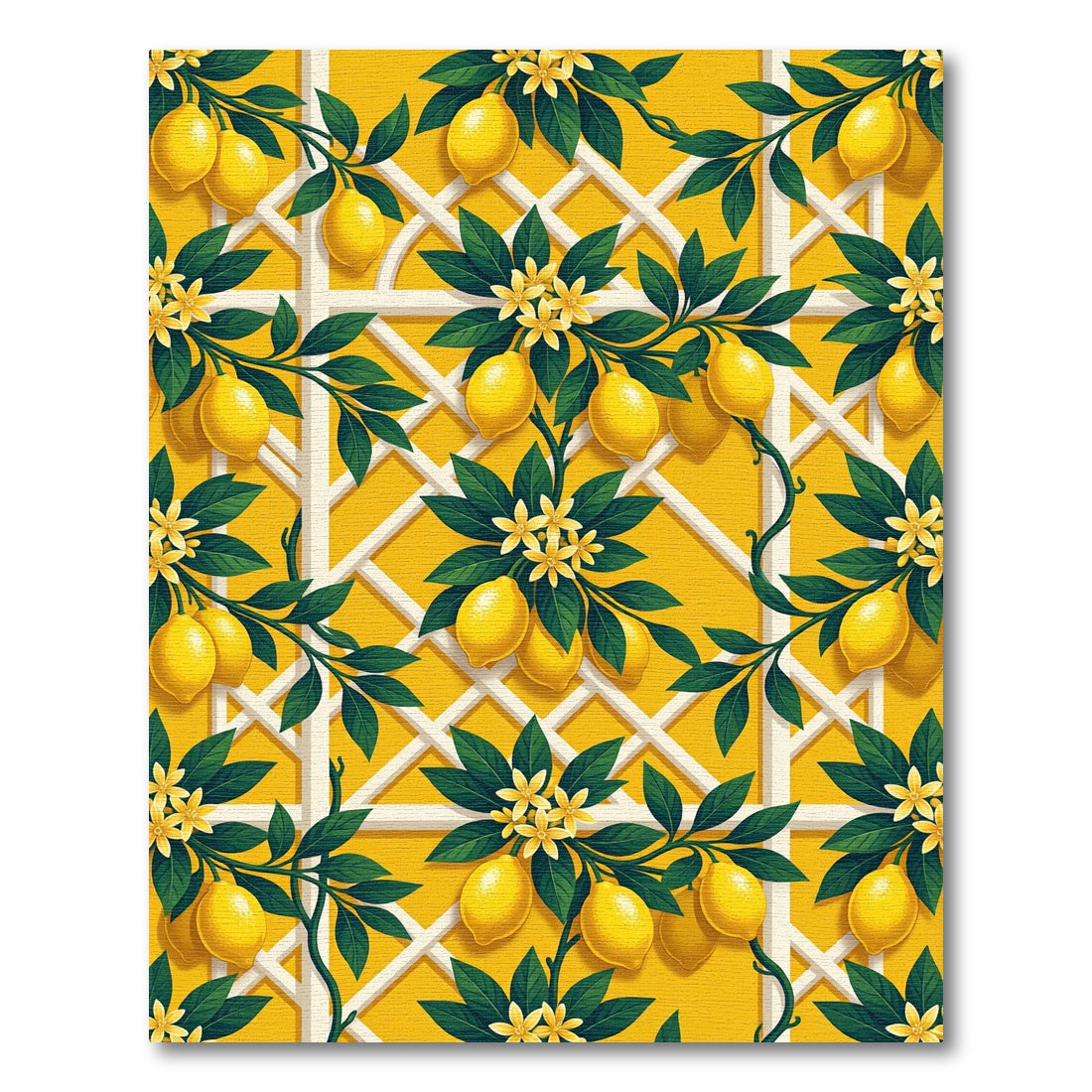 Sunny Lemon Trellis Floral Garden Rug