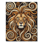 Majestic Golden Lion Swirl Art Rug