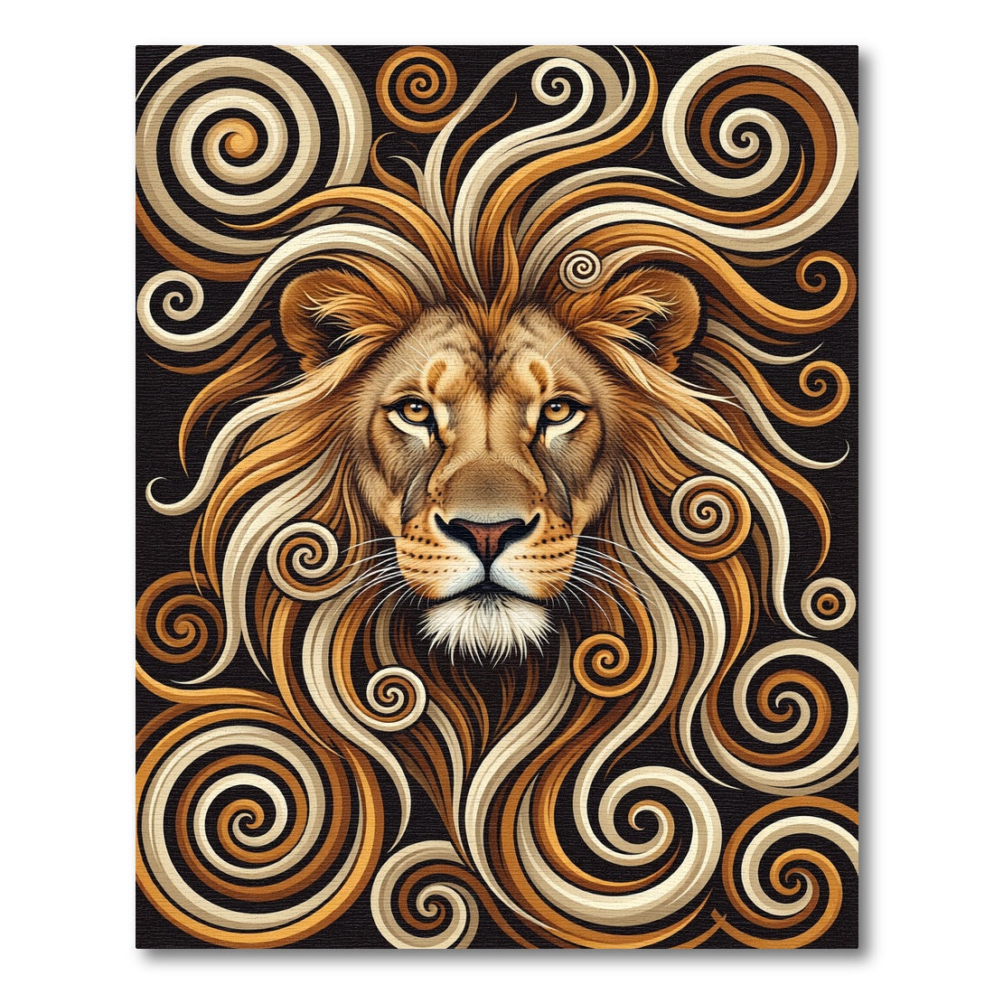 Majestic Golden Lion Swirl Art Rug