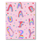 Retro Rainbow Alphabet Starfield Comforter Rug