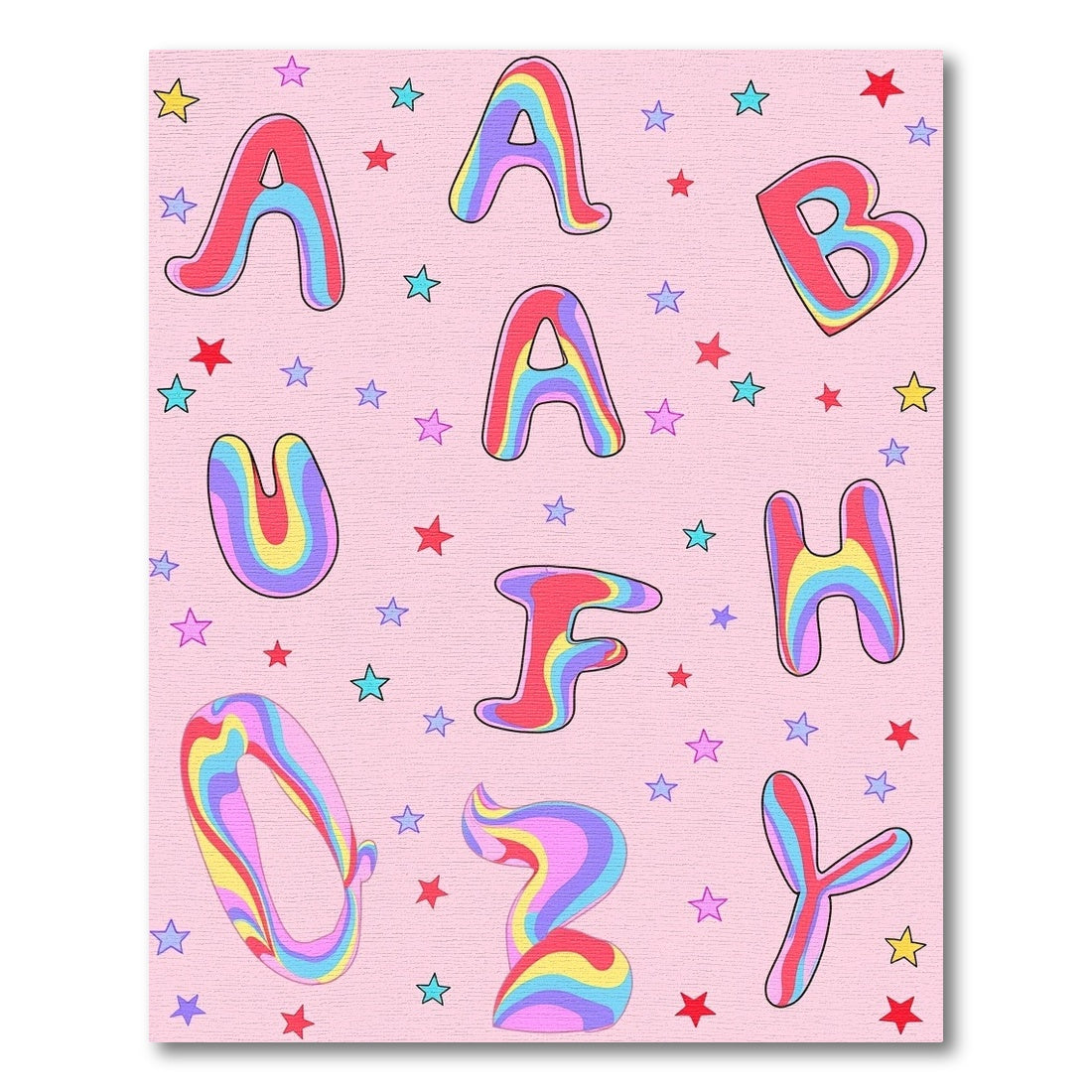 Retro Rainbow Alphabet Starfield Comforter Rug