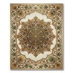 Golden Brown Floral Medallion Frame Rug