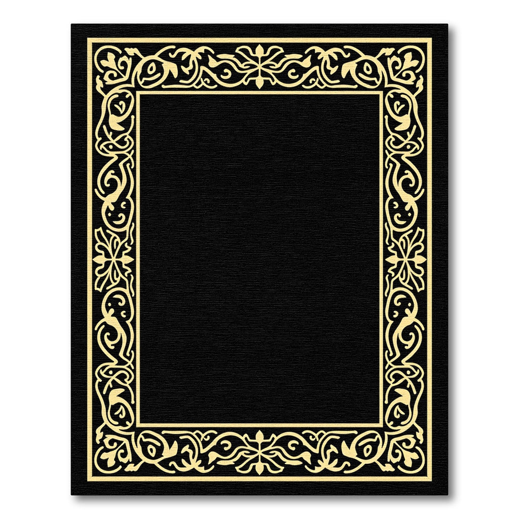 Golden Baroque Floral Scroll Frame Rug