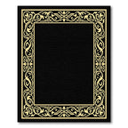 Golden Baroque Floral Scroll Frame Rug