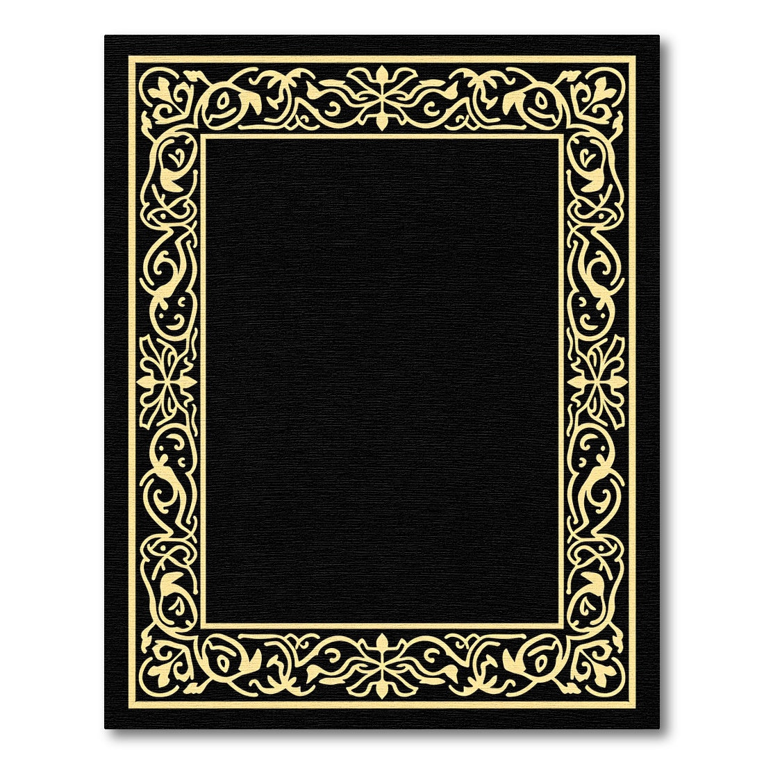 Golden Baroque Floral Scroll Frame Rug