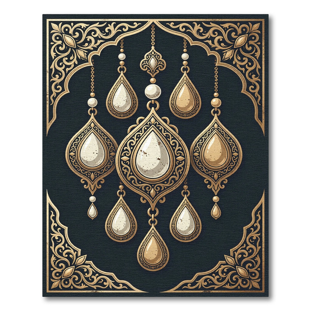 Golden Ornate Teardrop Chandelier Rug