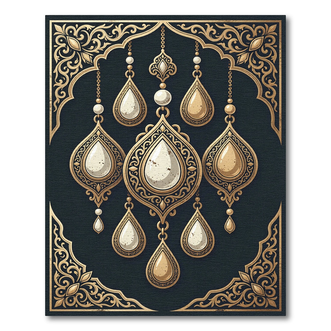 Golden Ornate Teardrop Chandelier Rug