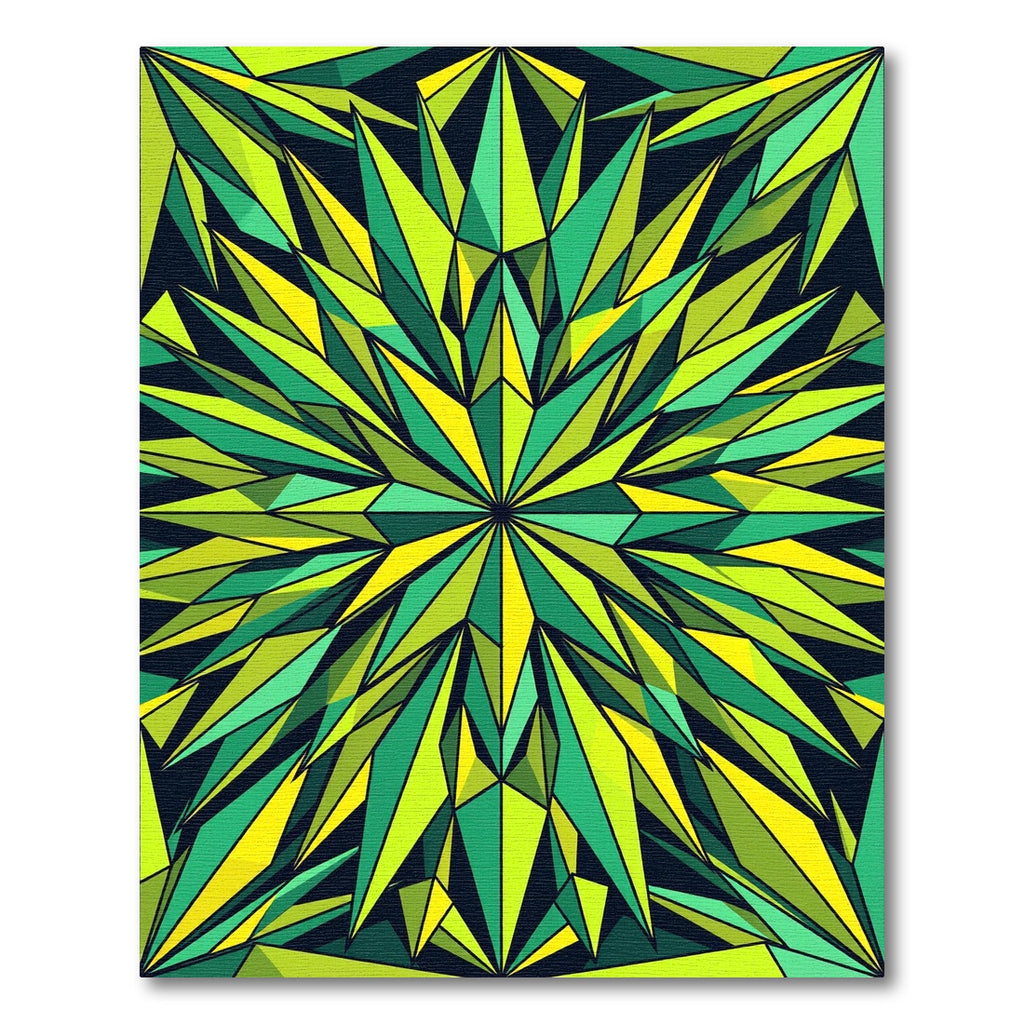 Vibrant Geometric Emerald Lime Starburst Rug