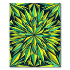 Vibrant Geometric Emerald Lime Starburst Rug