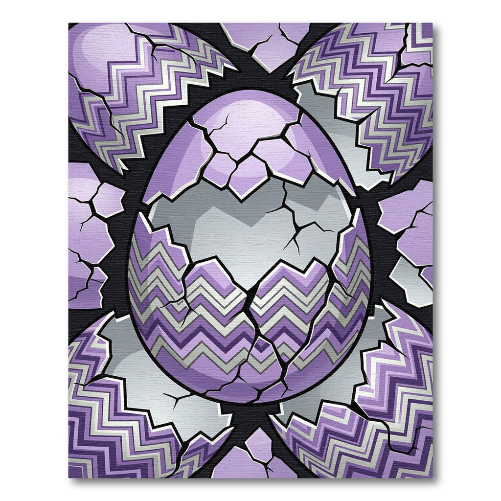 Cracked Lavender Zigzag Geometric Egg Rug