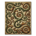 Ornate Green Gold Swirl Scroll Rug