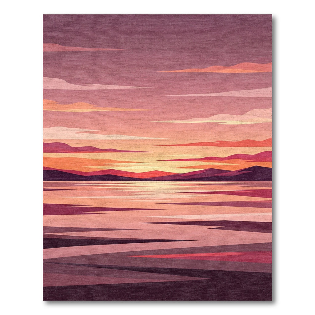Abstract Sunset Mountain Horizon Landscape Rug