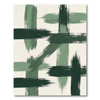 Abstract Forest Green Brushstroke Grid Rug