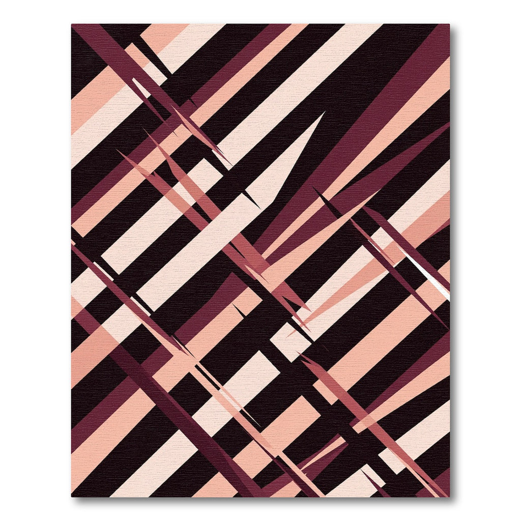Crimson Pink Geometric Stripe Abstraction Rug