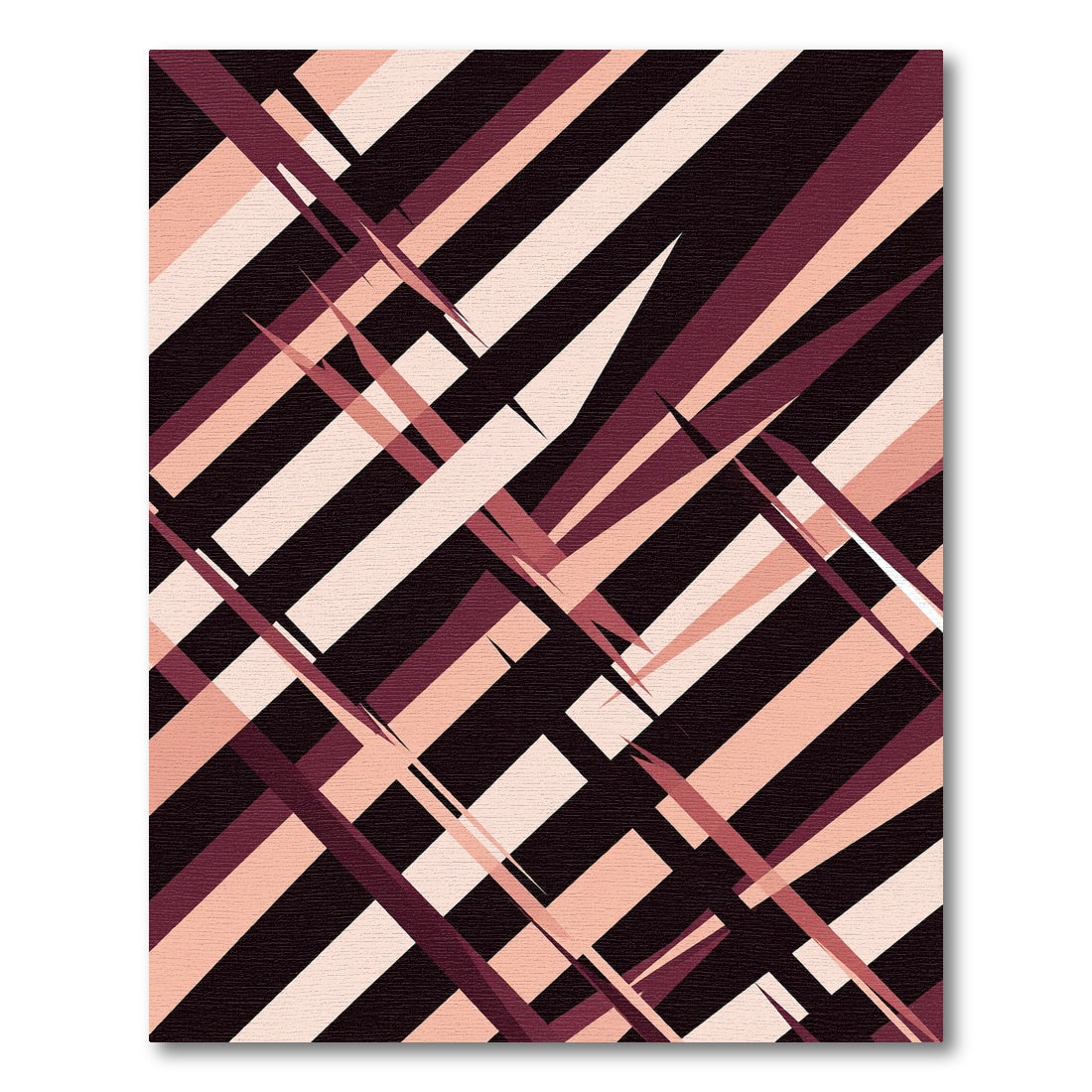 Crimson Pink Geometric Stripe Abstraction Rug