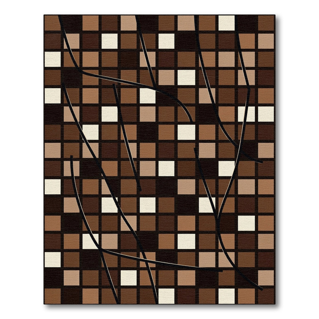 Abstract Earthy Brown Geometric Grid Rug
