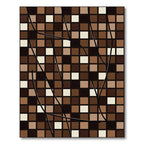 Abstract Earthy Brown Geometric Grid Rug