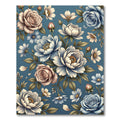 Vintage Blush and Blue Floral Bouquet Rug