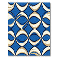 Geometric Mid-Century Blue Cream Wave Rug
