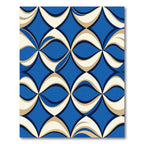 Geometric Mid-Century Blue Cream Wave Rug