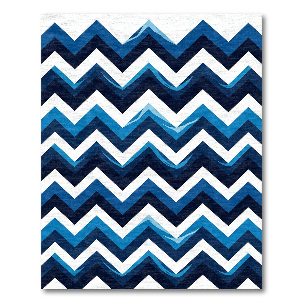Bold Navy and Azure Chevron Zigzag Rug