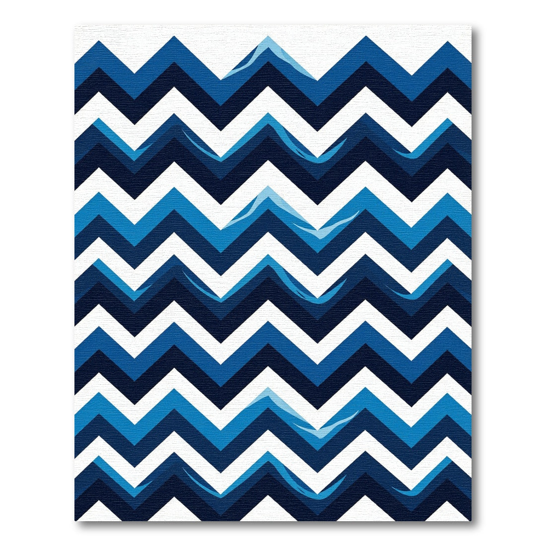 Bold Navy and Azure Chevron Zigzag Rug